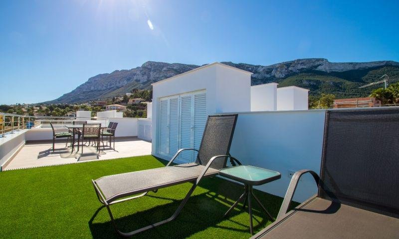 Terraza con vista montañosa