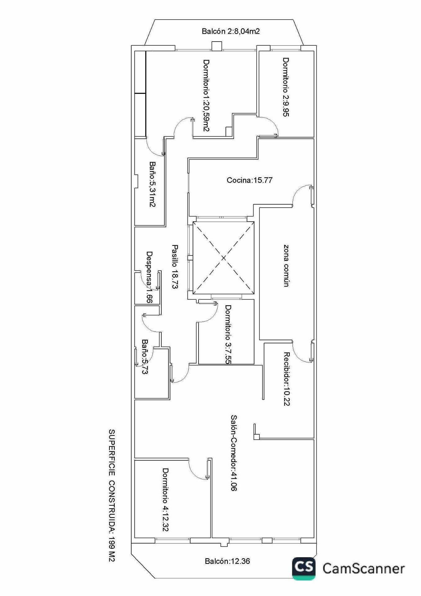 Plano de distribución de un apartamento
