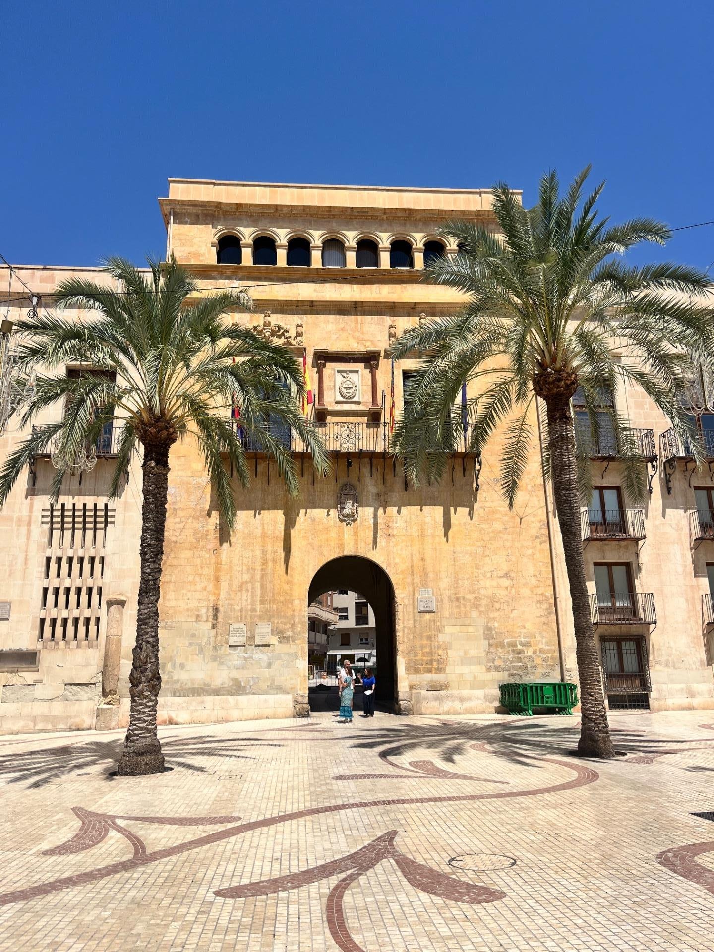 Plaza con palmeras y edificios históricos