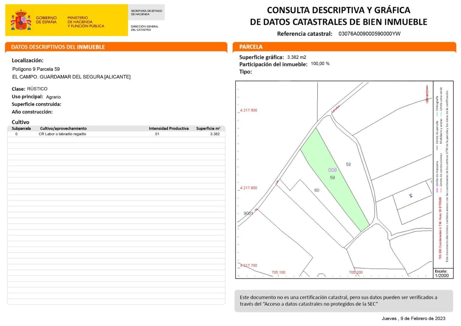 Consulta catastral de inmueble