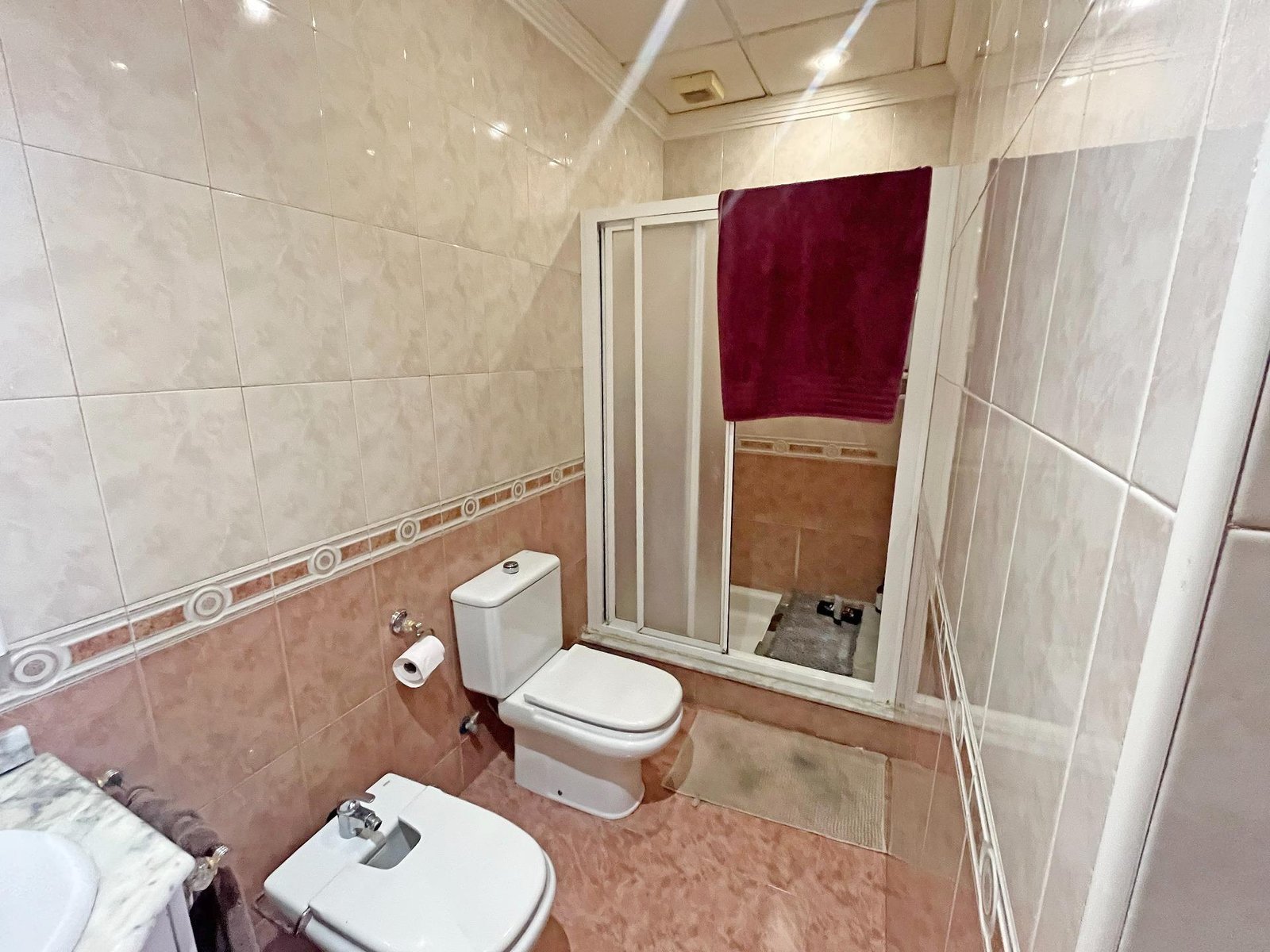 Baño con ducha y sanitarios