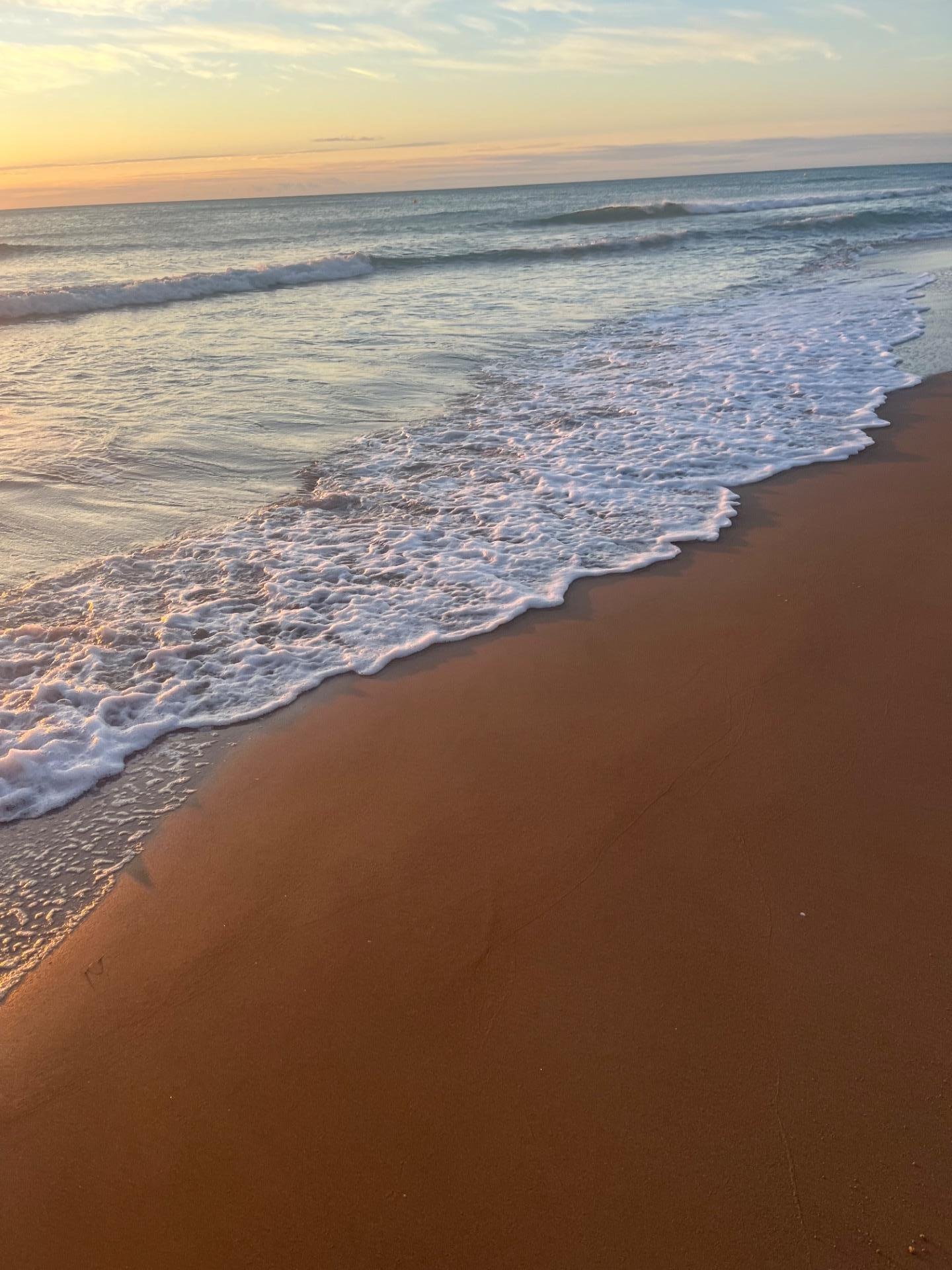 Olas en la playa al atardecer