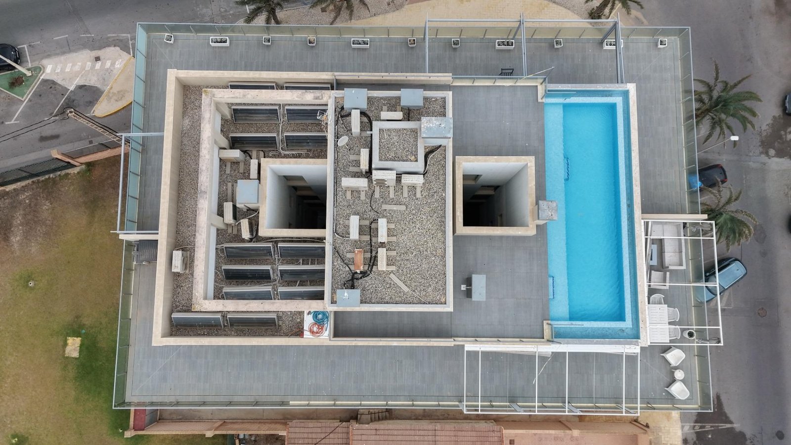Vista aérea de edificio moderno